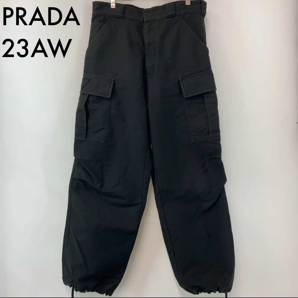 PRADA プラダ】【2023年モデル Black Cotton Satin Cargo Pant S