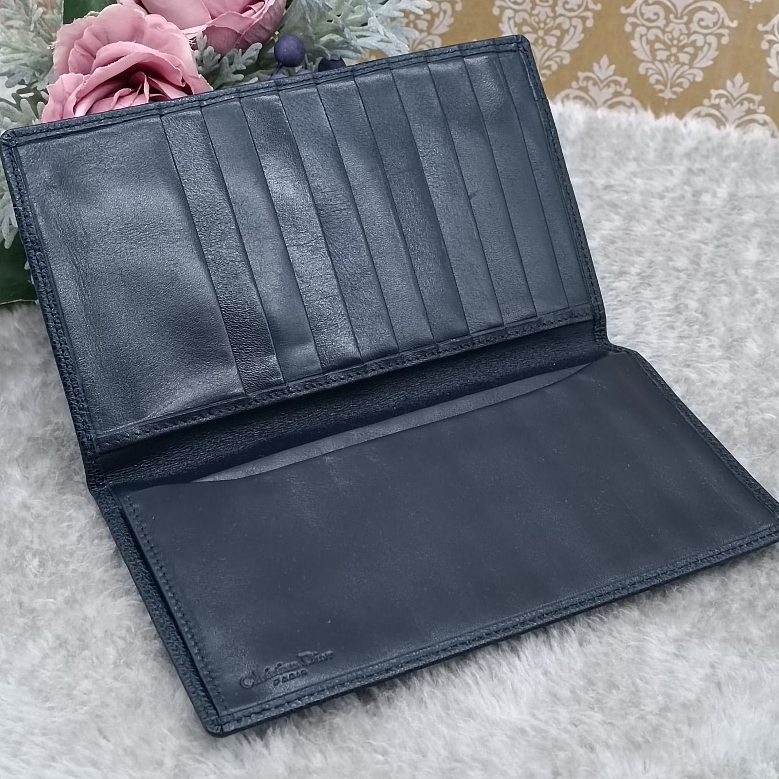 美品 クリスチャンディオール 長財布 札入れ オールド 黒 ブラック ロゴ Christian Dior 》 クリスチャンディオール 長財布 札入れ