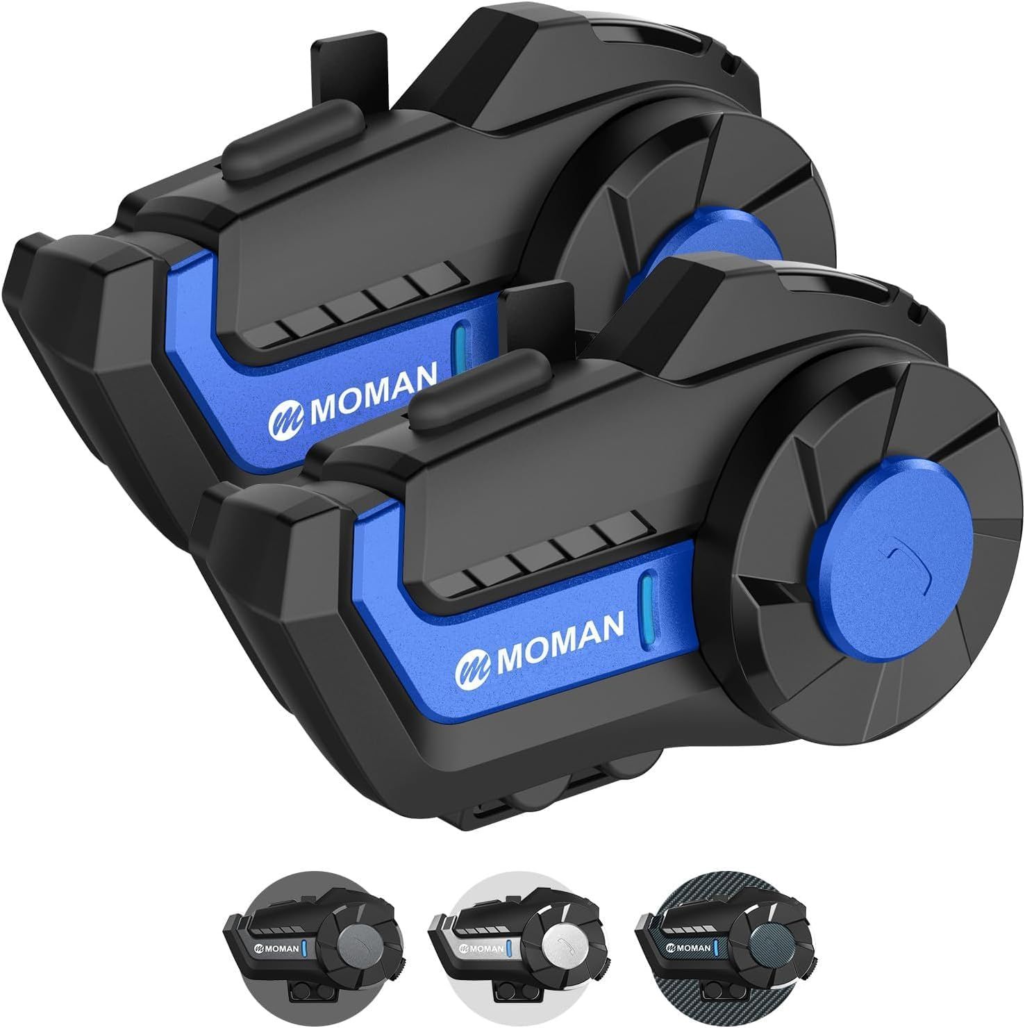 バイク用インカム， Moman H2 Pro 2台セット 1000m通信可能距離 2人同時通話 DSPu0026CVC機能搭載 音楽再生 IP65防水 音声アシスタント 日本語/英語ガイダンス音声 音楽共有 IP65防水 操作簡単 日本語取