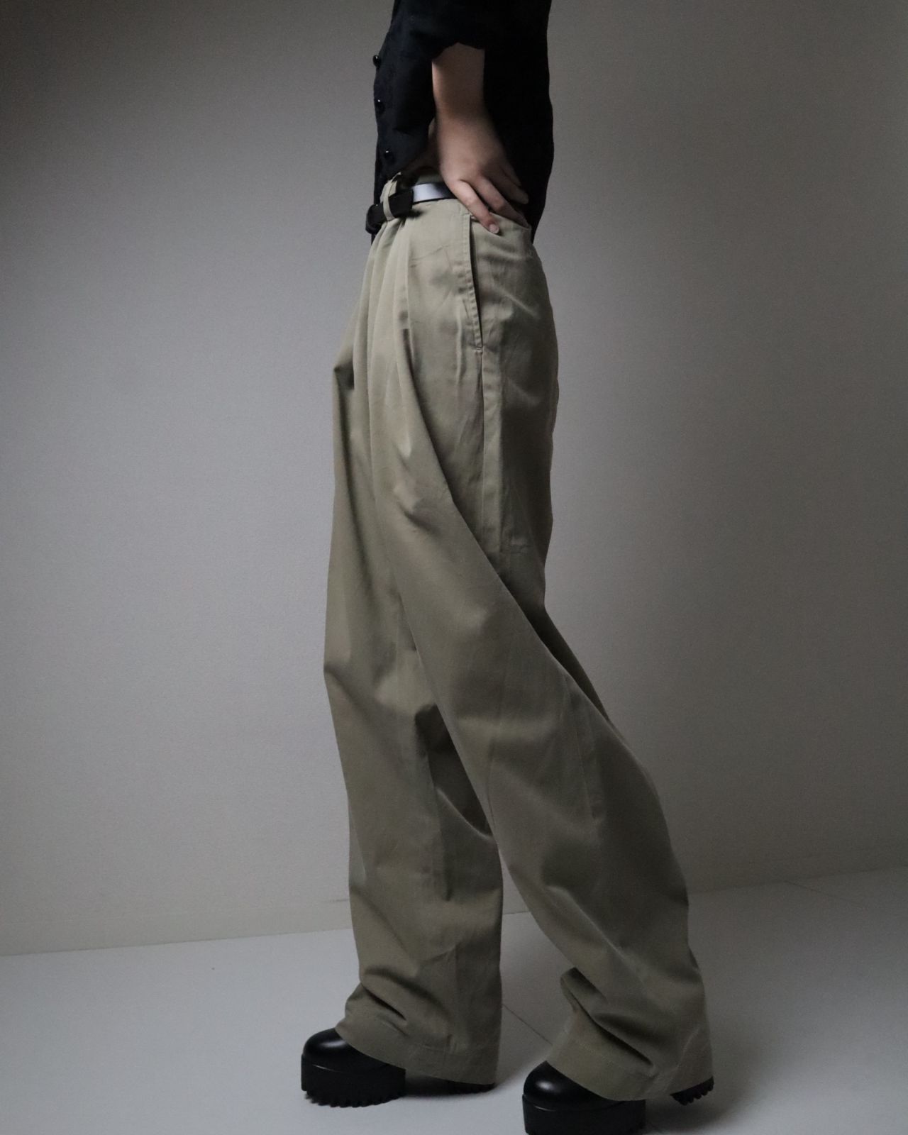 90s ラルフローレン ポロチノ アンドリュー カーキ ツータック 40/32