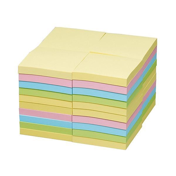 3M ポスト イット 業務用パックノート 再生紙 75×75mm 混色4色 6544-K 1パック 40冊