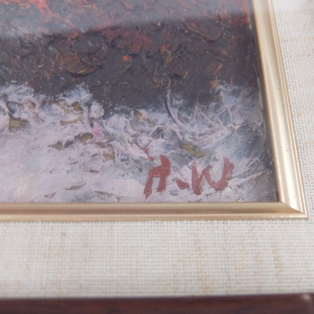 美品】渡部ひでき 作 赤富士 風景画 油絵 油彩 - メルカリ