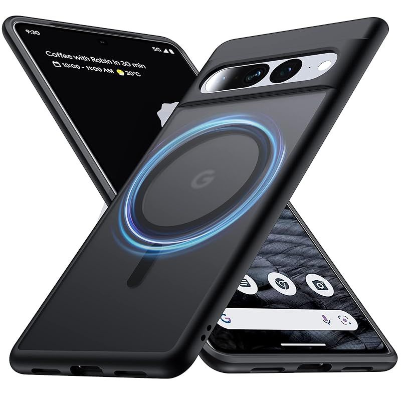【Magsafe対応】FNDMIL Google Pixel 7 Pro ケース半透明 指紋防止 マット感 黄変防止 [耐衝撃] マグセーフ対応 ピクセル 7 Pro カバー ワイヤレス充電対応 6.7インチ (ブラック) 1
