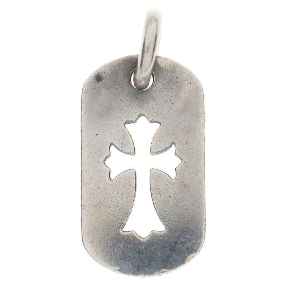 CHROME HEARTS (クロムハーツ) D TAG SML CO CRS P D ドッグタグ スモール カットアウト クロス パヴェダイヤ ネックレストップ シルバー