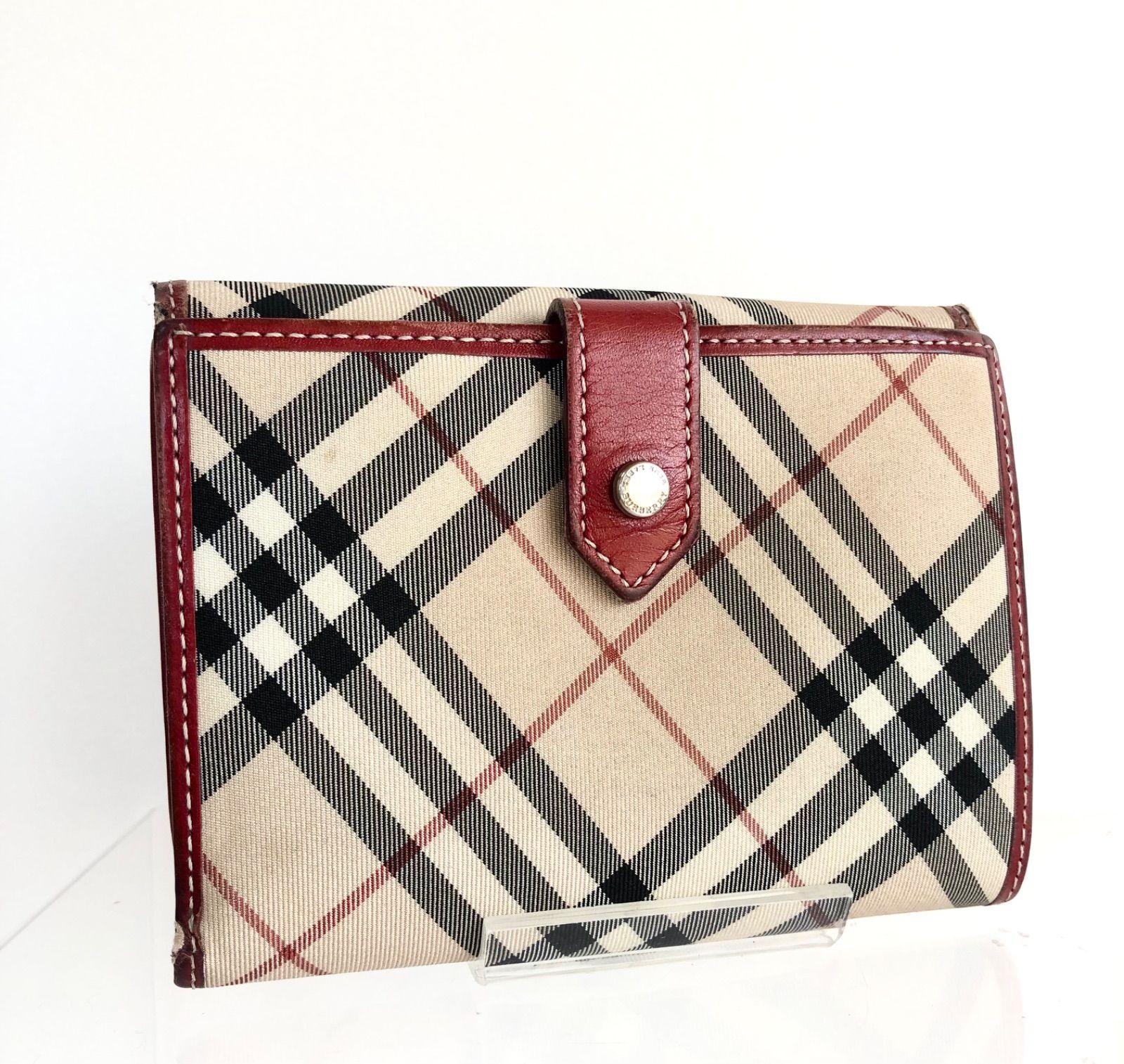 バーバリーブルーレーベル 折り財布 キャンバス ノバチェック ロゴプレート バーバリーブルーレーベル BURBERRY BLUE LABE 二つ折り財布