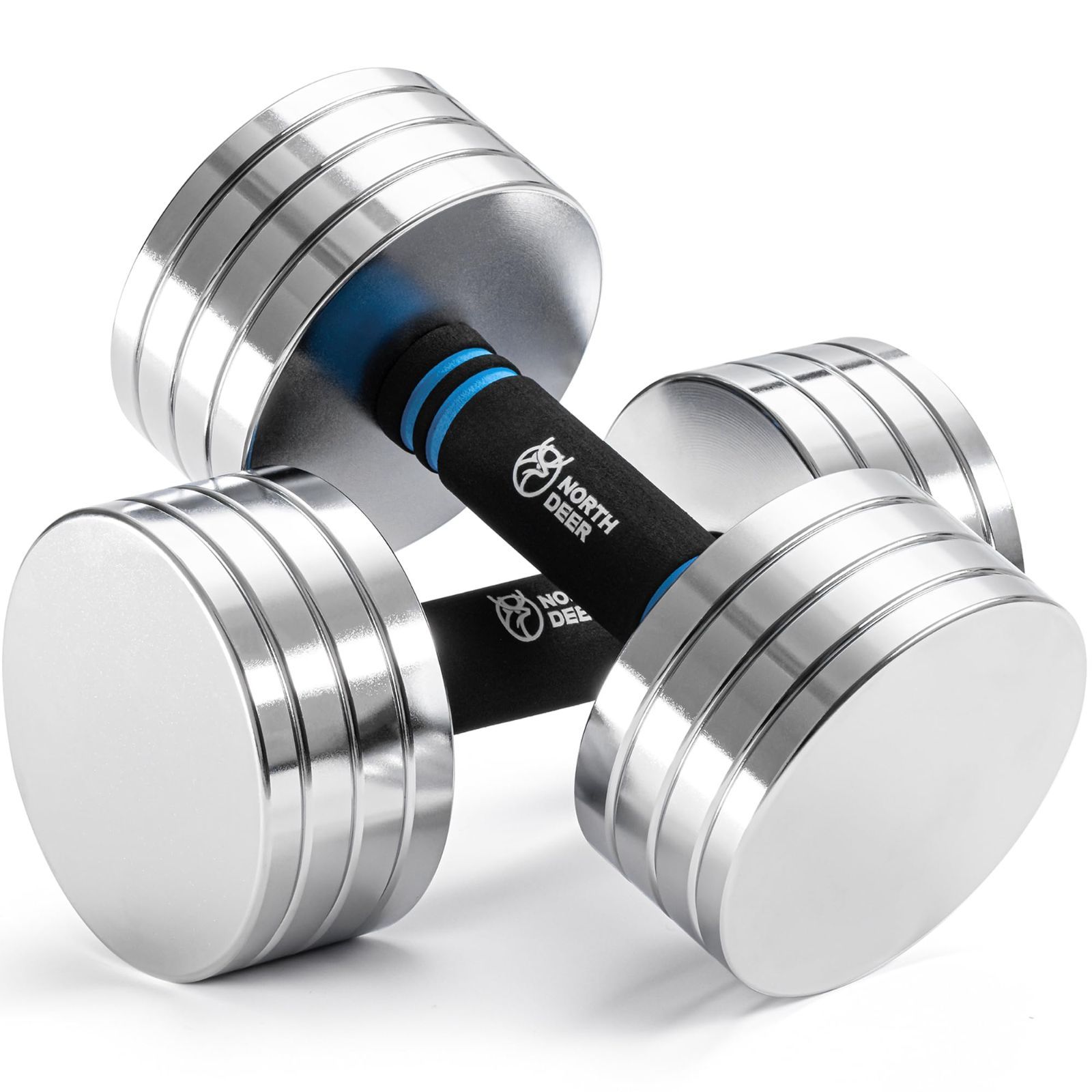 Northdeer ダンベル 可変式 小型 スチール製 2.5 kg～25 kg調整 クロームメッキ 家庭用 サンドブラスト版 10 kg 15 25 バー付き なし ダンベルセット 最大100
