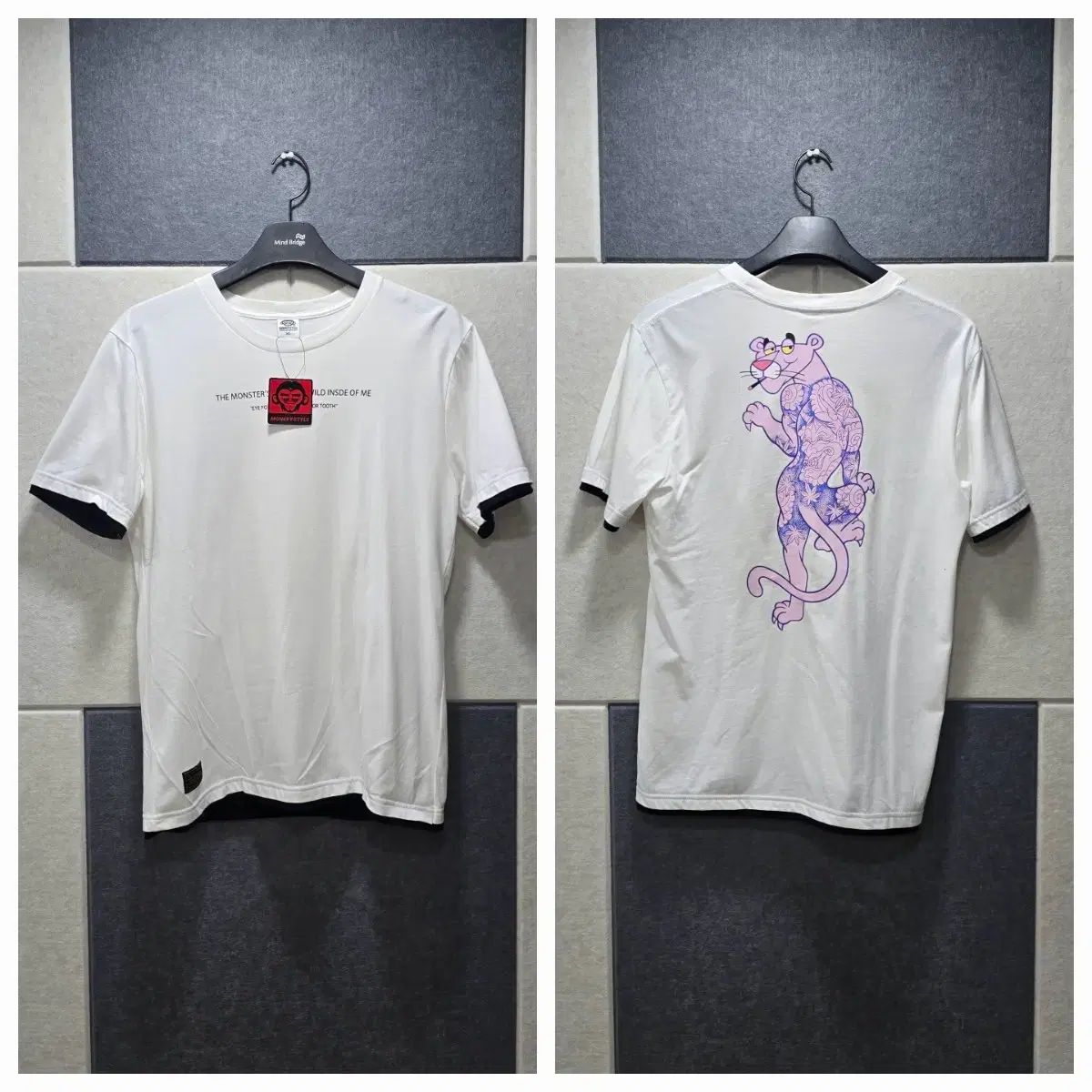ピンクパンサー キャラクター Tシャツ 白 ネイビー レイヤード