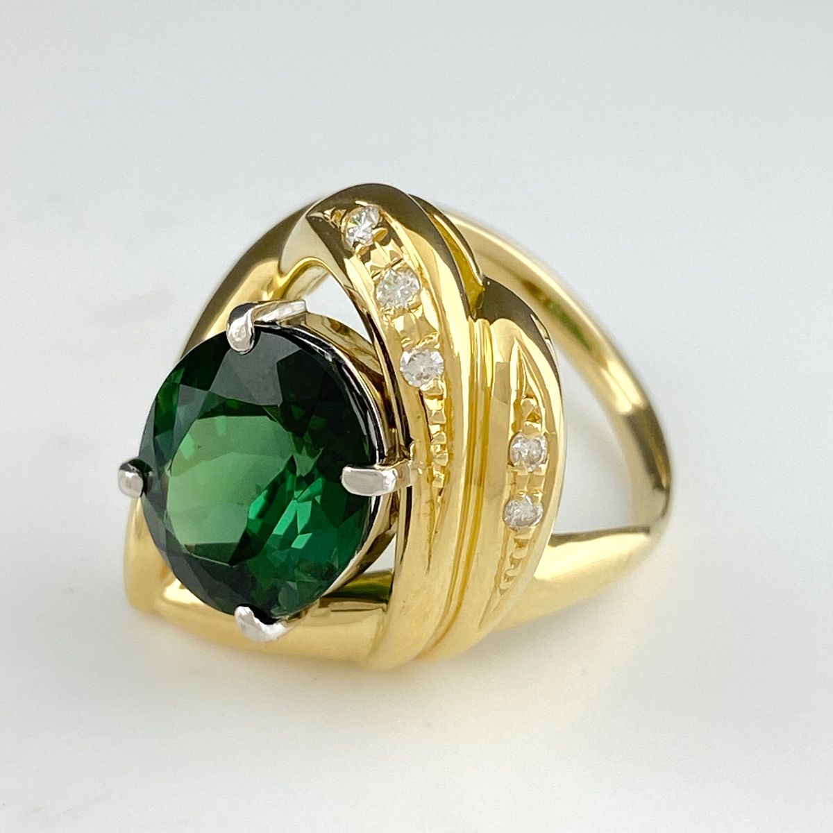 トルマリン デザインリング K18 イエローゴールド プラチナ 指輪 