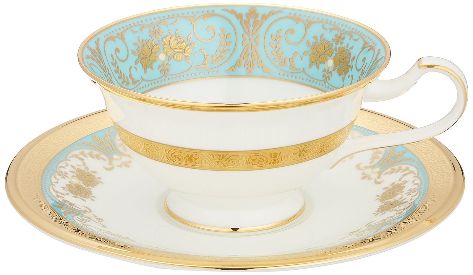 Color 01 カップ-ソーサー 単品 Noritake ノリタケ カップ - ソーサー コーヒー ティー 兼用 220cc ジョージアンターコイズ ボーンチャイナ T59587|4857