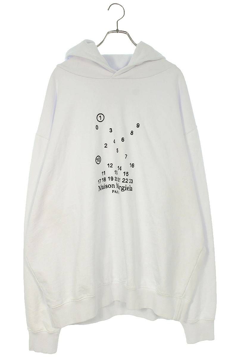 メゾンマルジェラ 22AW S50GU0202 ロゴ刺繍プルオーバーパーカー  