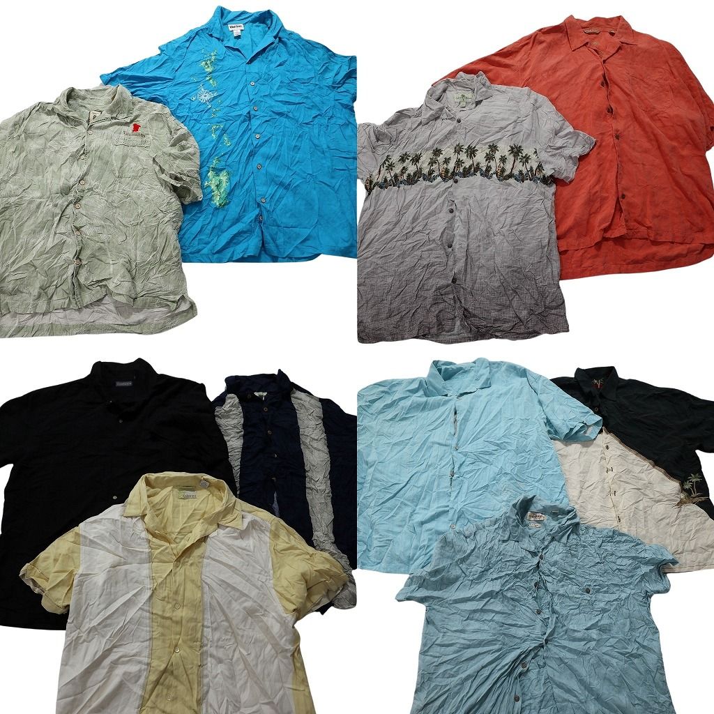 古着卸 半袖シャツ 10枚セット メンズ 2XL ヤシの木 開襟シャツ ボックシルエット 古着 NA3096