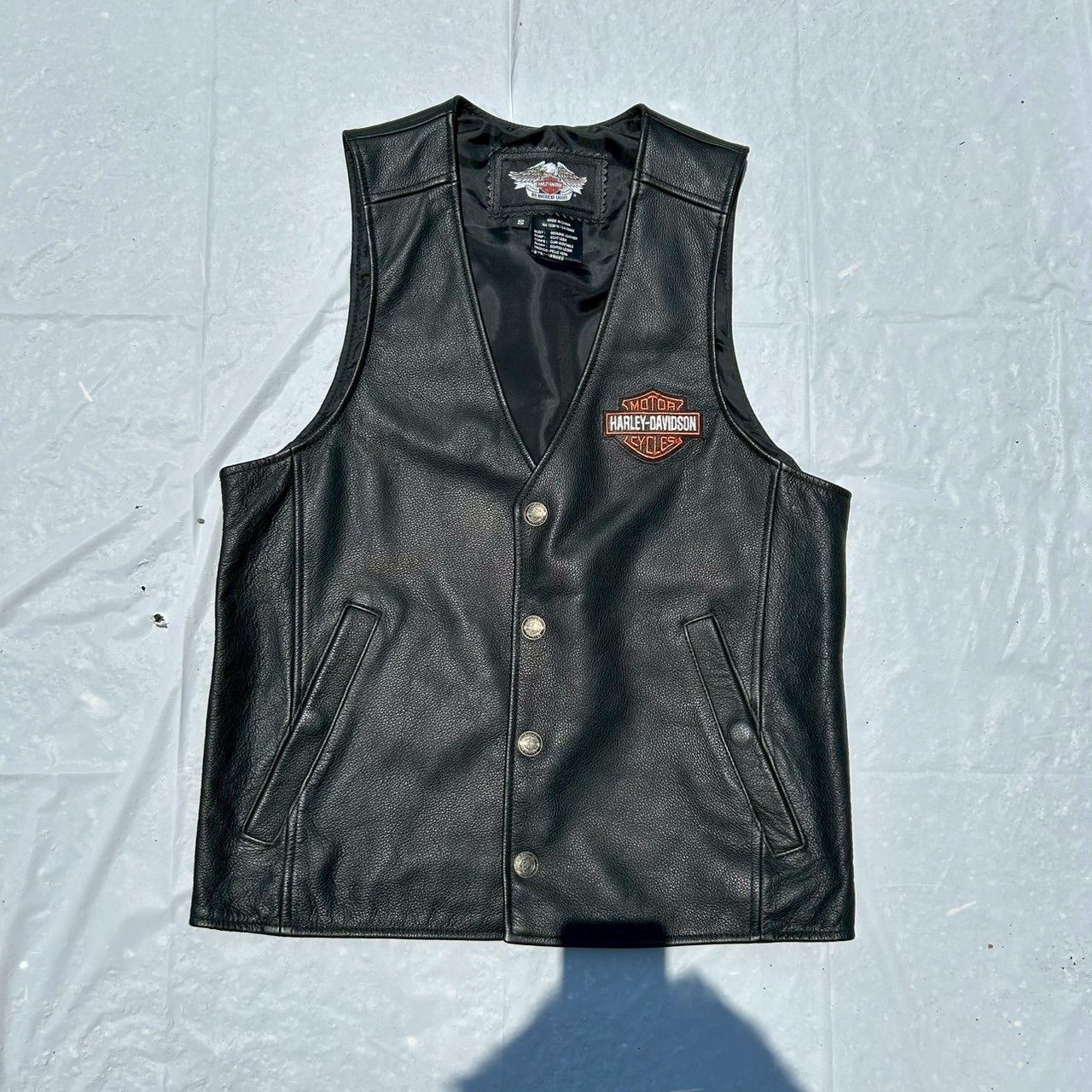 お値下げ‼️ハーレー正規品　革ベスト　Sサイズ ハーレーダビッドソン HARLEY-DAVIDSON 純正 レザーベスト S