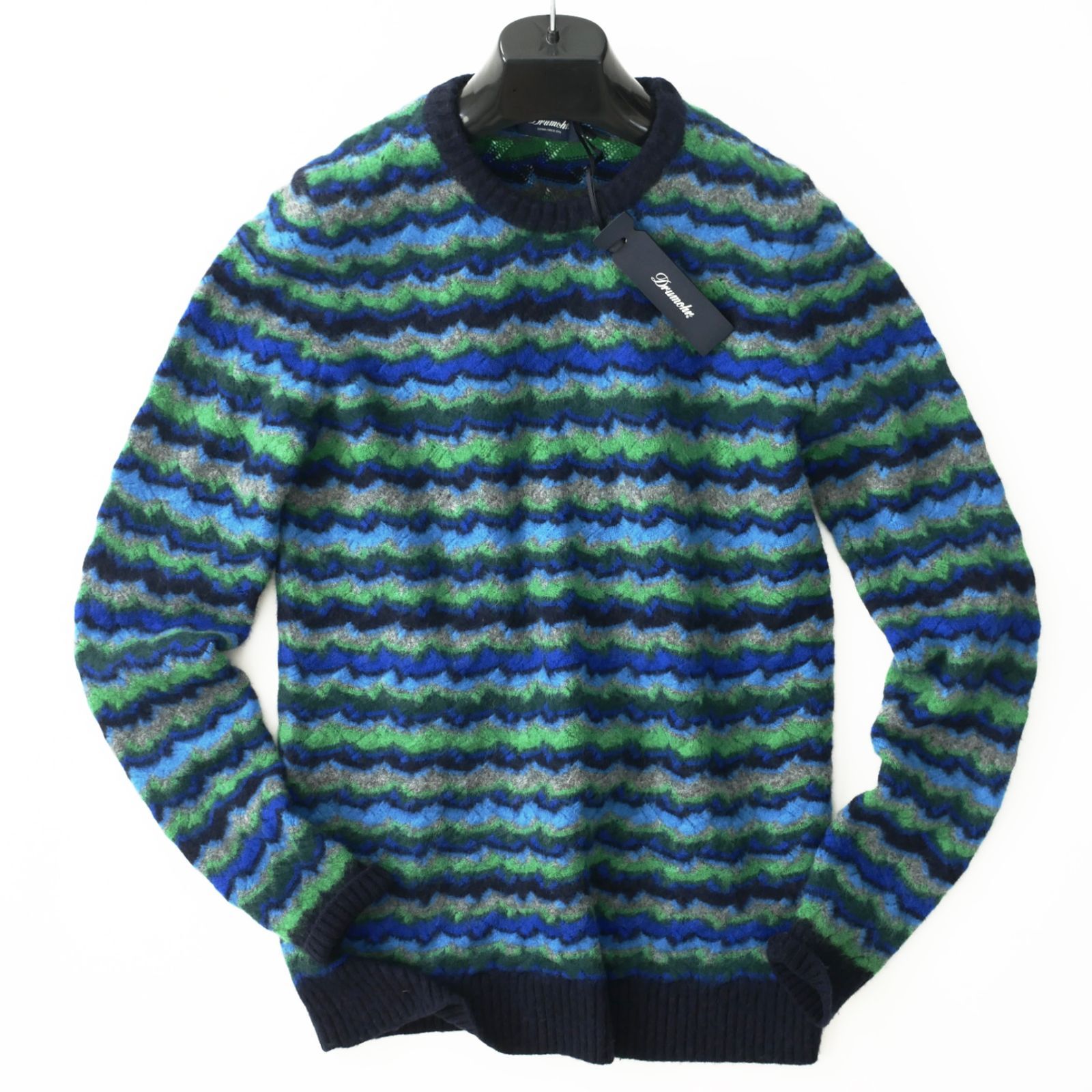 DRUMOHR ラムウールニット/48/ITALY ニット ネイビー ケーブルニット