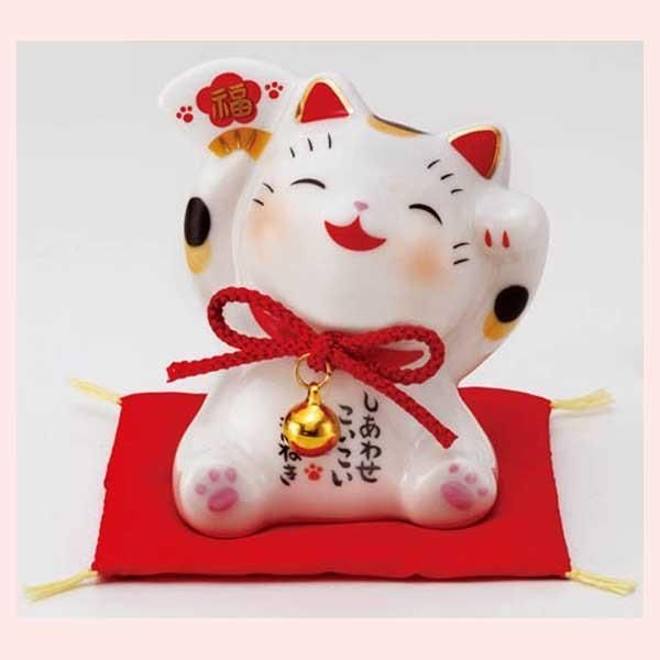 彩絵　大福招き猫　7451　※陶器，まねき猫，開運招福，縁起物，和，民芸品，工芸品，日本，レトロモダン，かわいい，可愛い，キャット，ねこ，置物，ファンシー，スマイル