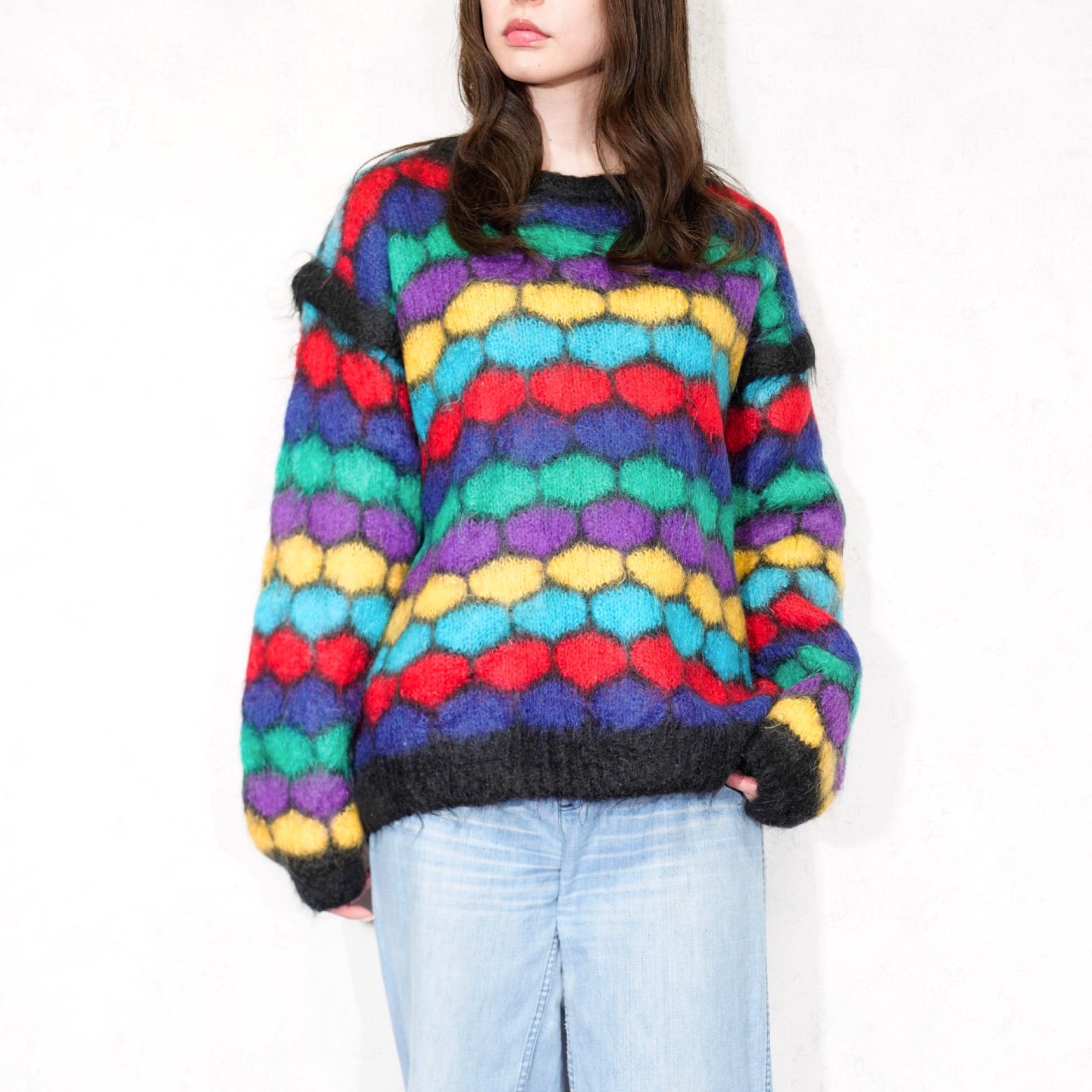 USA VINTAGE designs on you HONEYCOMB PATTERNED COLORFUL LONG 