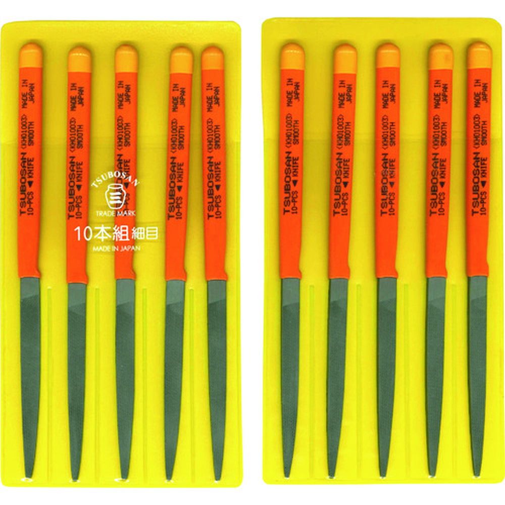 ツボサン 組ヤスリ 10本組 刀刃 細目 KH010-03