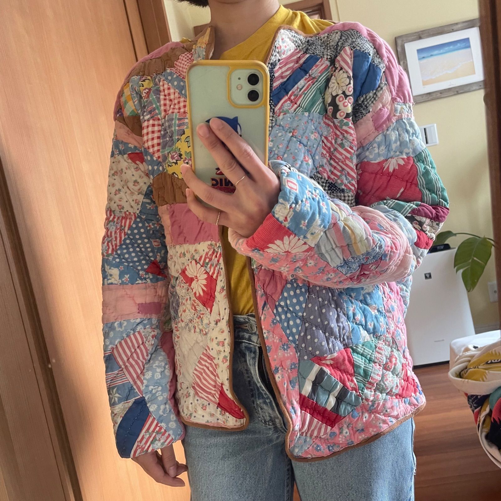 アンティークキルト アメリカンキルト キルティングジャケット パッチ