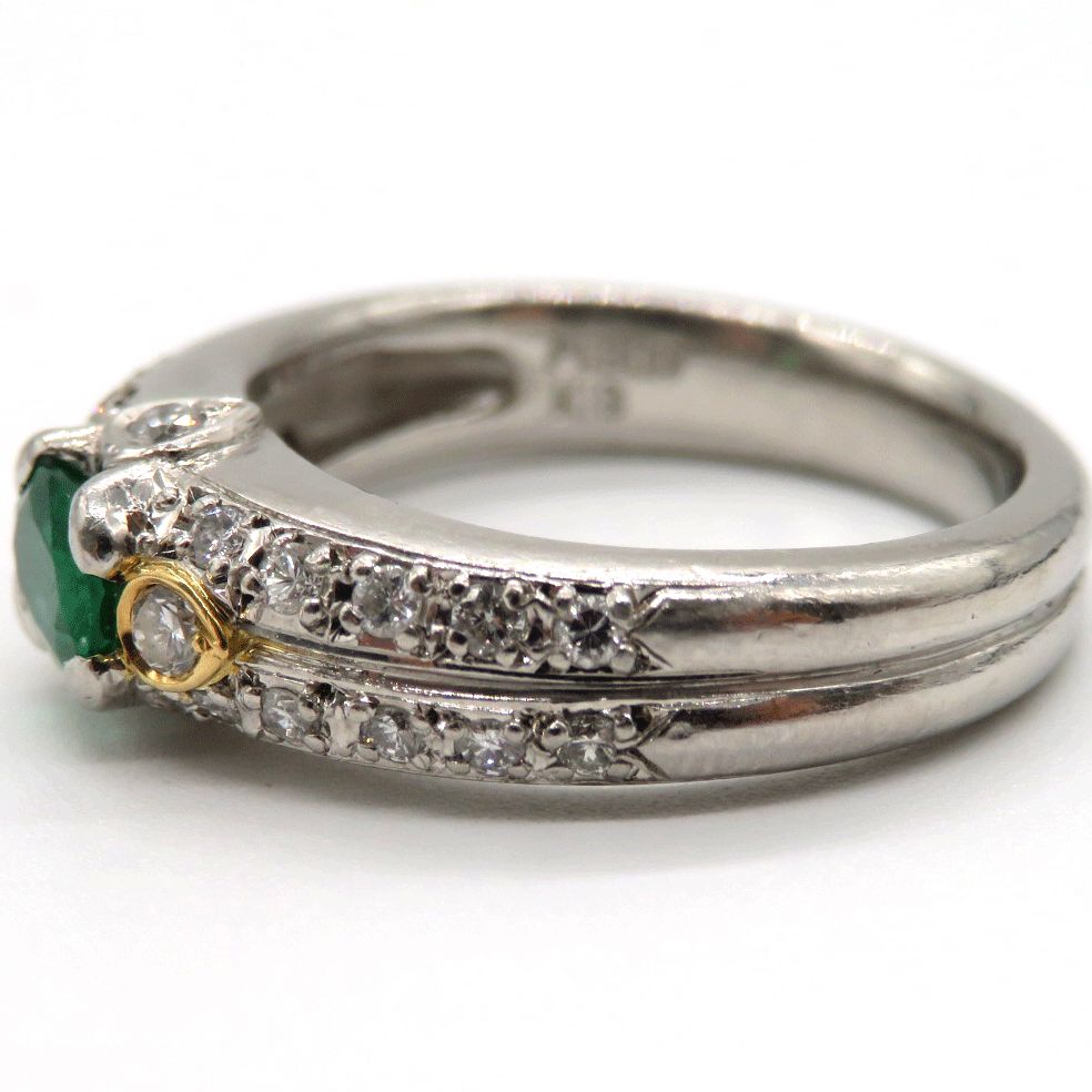 リング エメラルド0.47ct 天然ダイヤモンド 0.30ct ABランク PT900/K18 