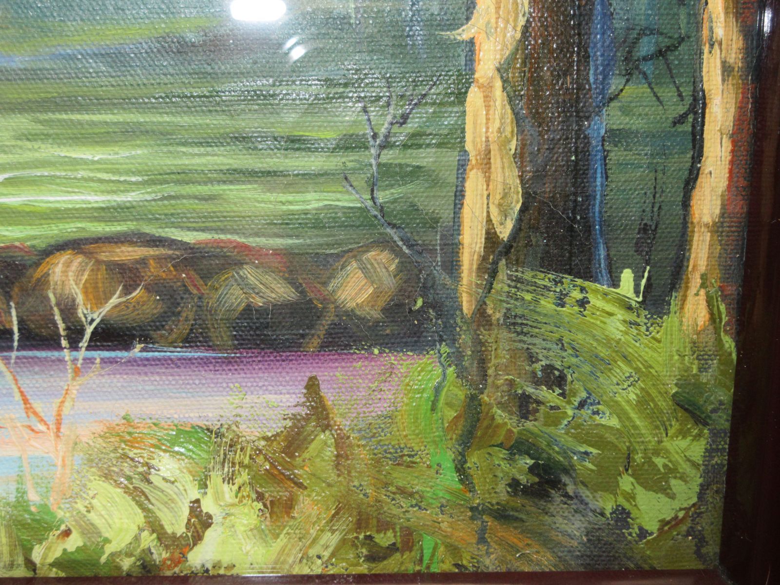 油彩画 油絵 肉筆 森林 森 風景画 額縁 - メルカリ