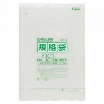ジャパックス LD規格袋 厚み0.030mm No.12 ひも付き 透明 100枚×10冊×4箱 LK12