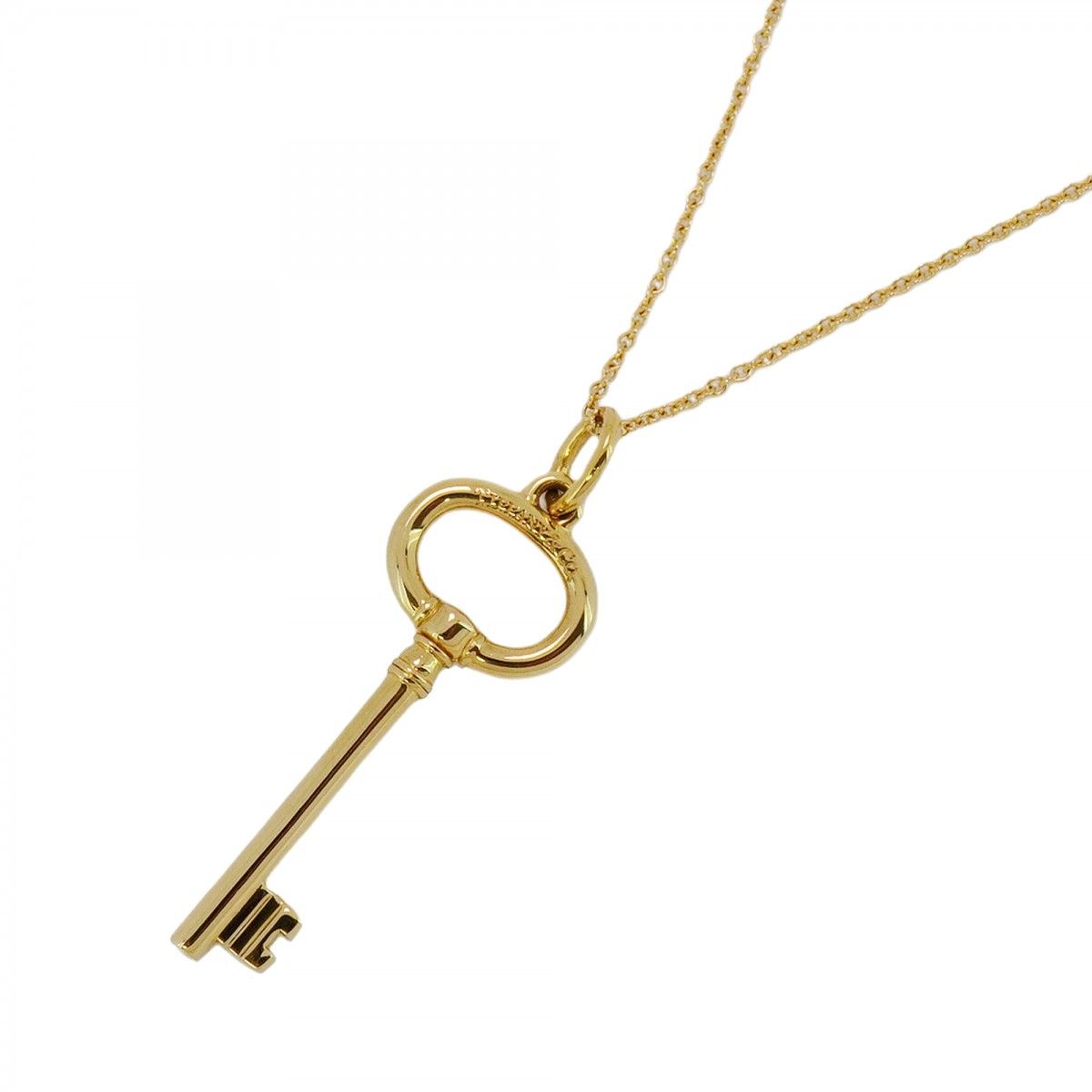 5jcb0575】ティファニー ネックレス オーバルキー K18YG イエロー  