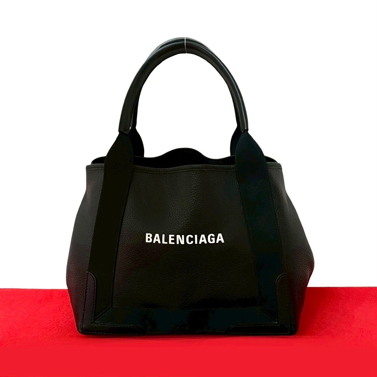 ほぼ未使用 希少品 BALENCIAGA バレンシアガ ネイビーカバス S ロゴ 