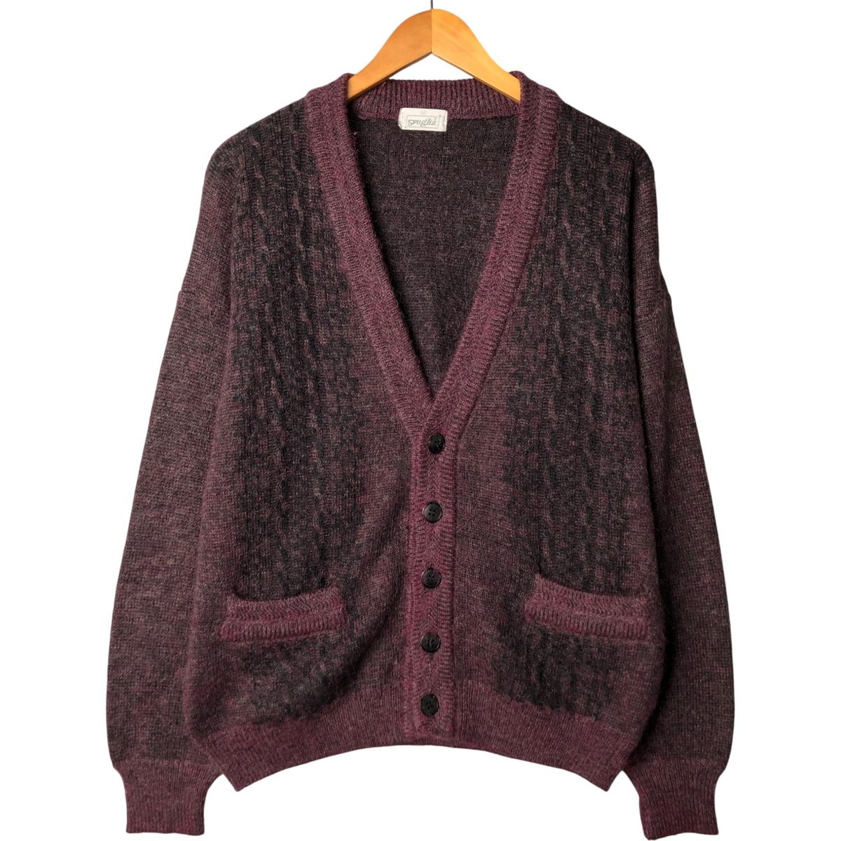 古着 Sveglia 総柄 モヘア混 アクリルニットカーディガン メンズL相当|eaa584303