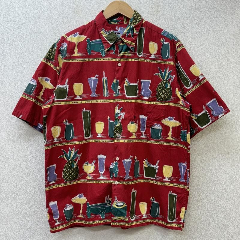 reyn spooner レインスプーナー シャツ、ブラウス 半袖 MADE IN USA ハワイ製 マルチ ドリンク柄 ボックス ハワイアン アロハ