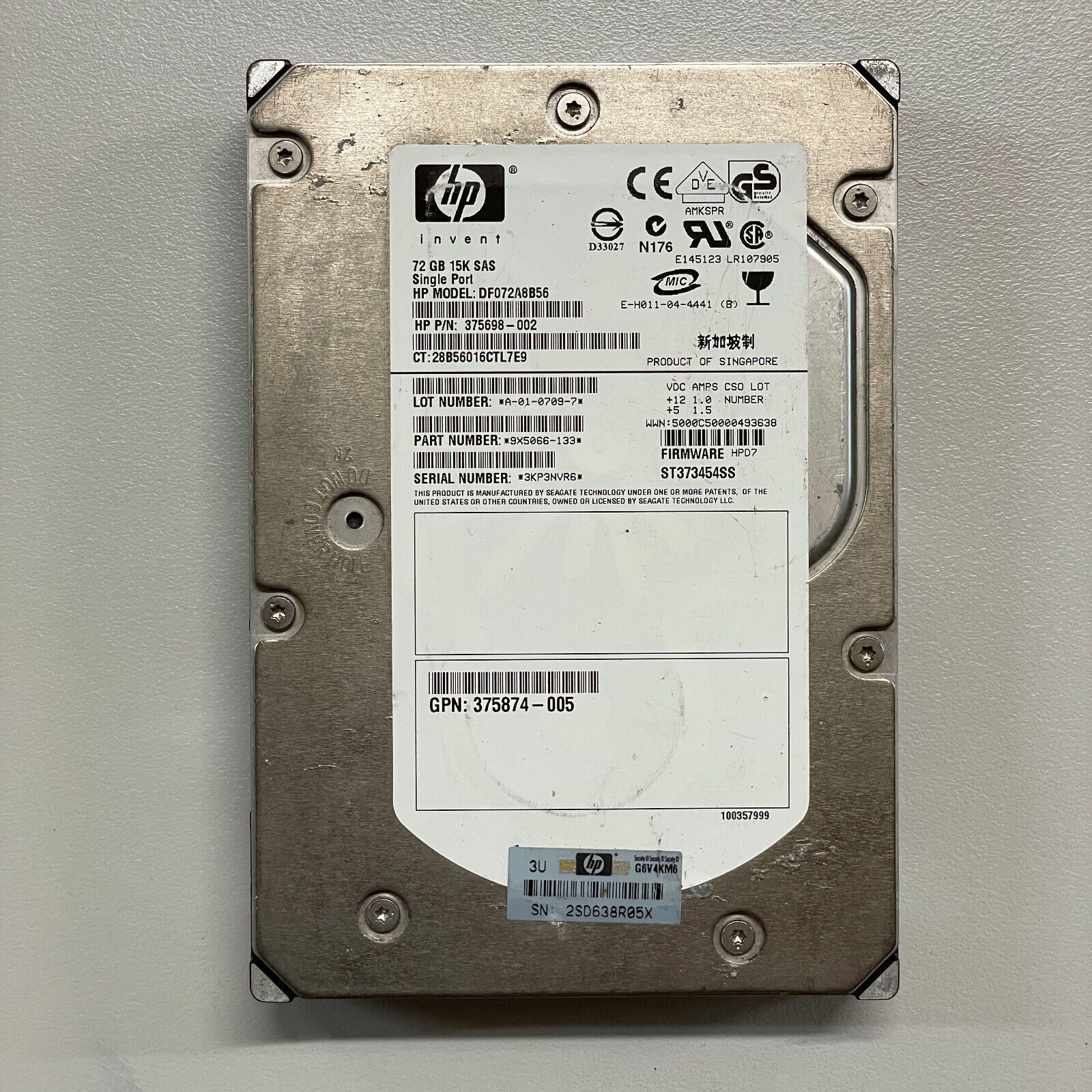 Seagate Cheetah 73GB 3.5インチ SAS HDD 3Gbps 15K RPM 8MB キャッシュ ST373454SS 375698-002