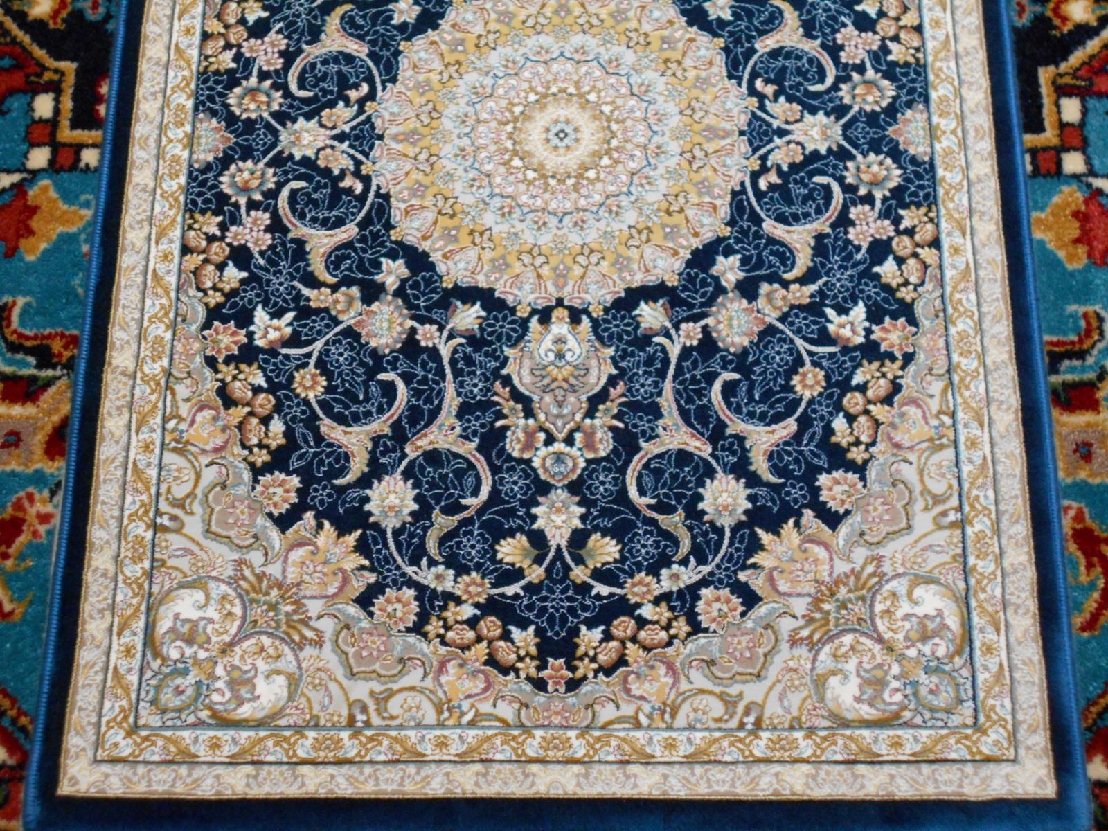 225万ノット、超高密度織！イラン産絨毯 60×90cm‐201601 - ジャスミン