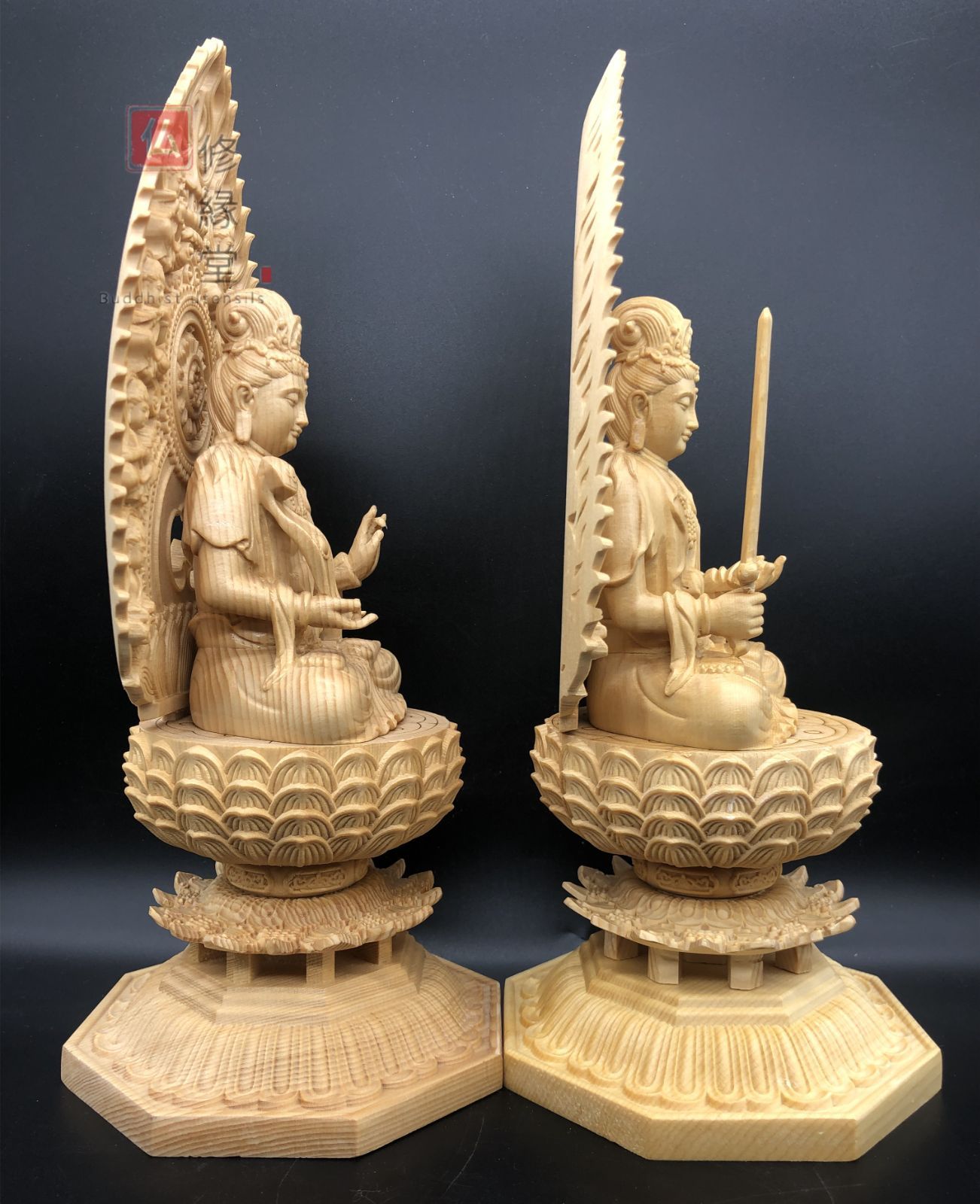 修縁堂】最高級 木彫仏像 釈迦如来座像 釈迦牟尼仏 彫刻 一刀彫