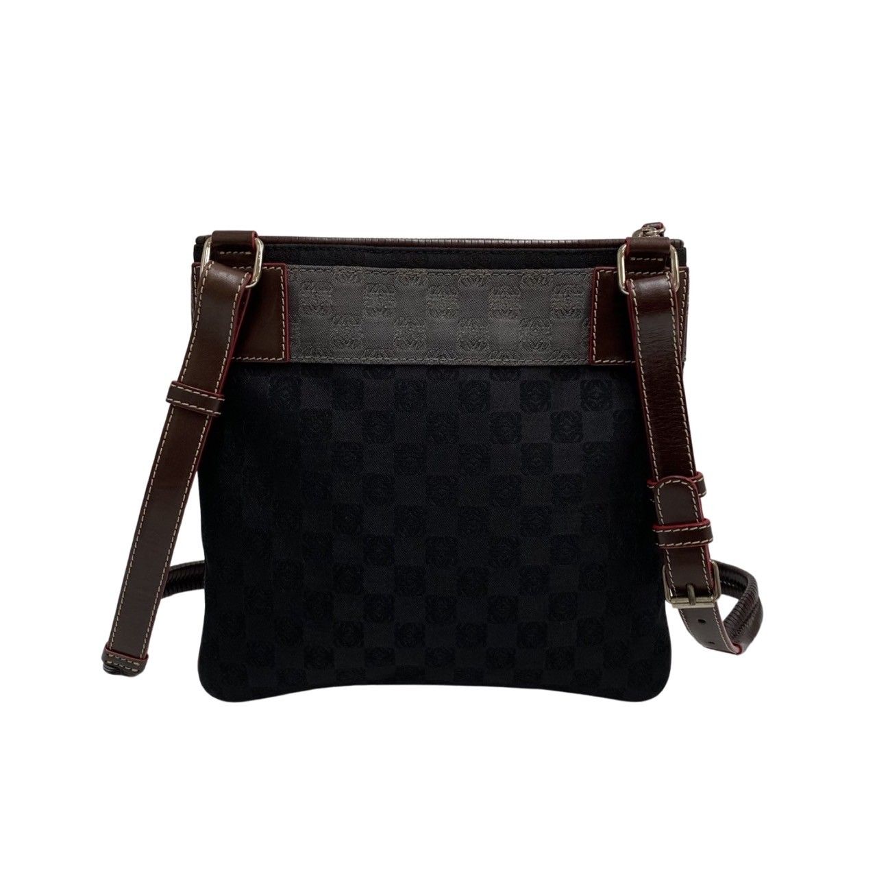 極 美品 希少品 LOEWE ロエベ アナグラム ロゴ 総柄 ナイロン レザー 