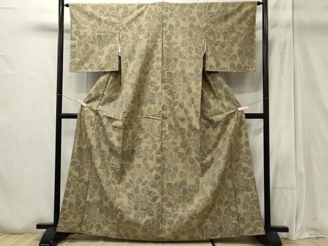 平和屋着物▽上質な紬 単衣 麻の葉文様 正絹 逸品 CAAV3782dy （平和屋  