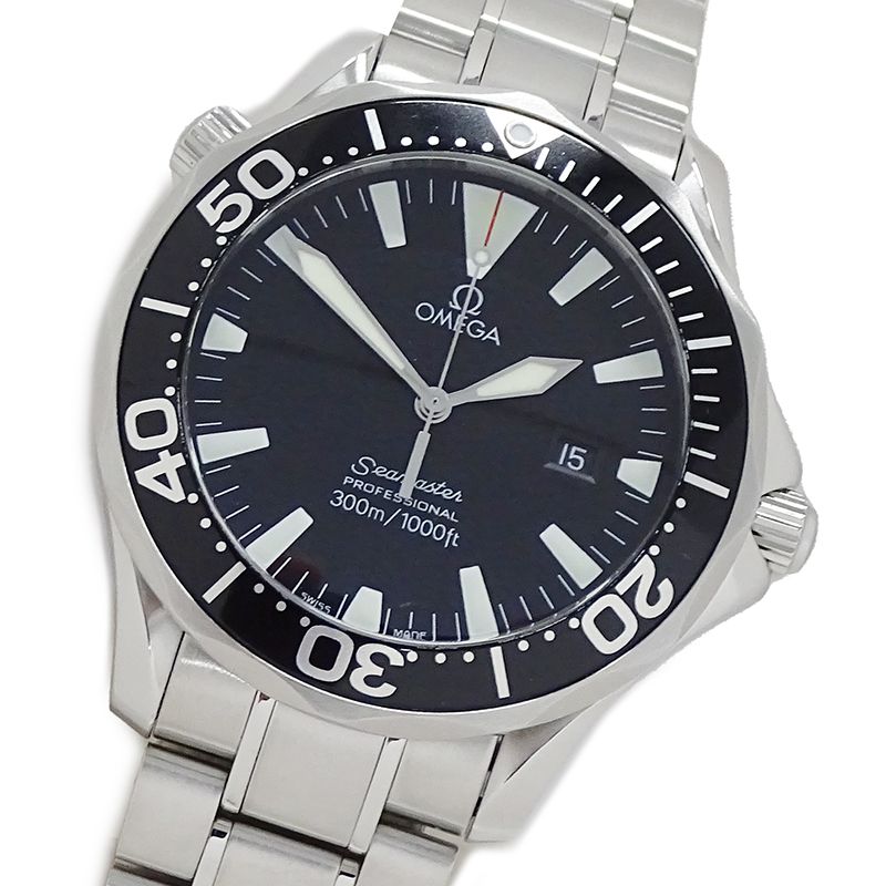 オメガ OMEGA シーマスター 2264.50 時計 メンズ ブランド 300m プロフェッショナル デイト クオーツ QZ ステンレス SS シルバー ブラック 磨き済み