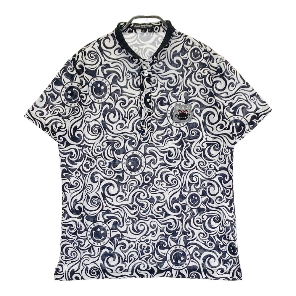 サイズ：2 DANCE WITH DRAGON ダンスウィズドラゴン  半袖ハイネックTシャツ  ネイビー系 [240101443303] ゴルフウェア レディース ストスト サイズ：2 DANCE WITH DRAGON ダンスウィズドラゴン 半袖