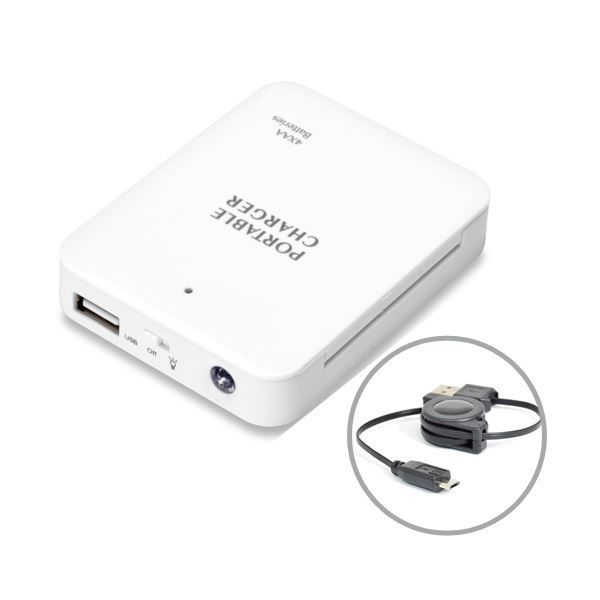 （まとめ）日本トラストテクノロジー USB電池パック3 microUSBケーブルセット（ホワイト） USBDP3M-WH