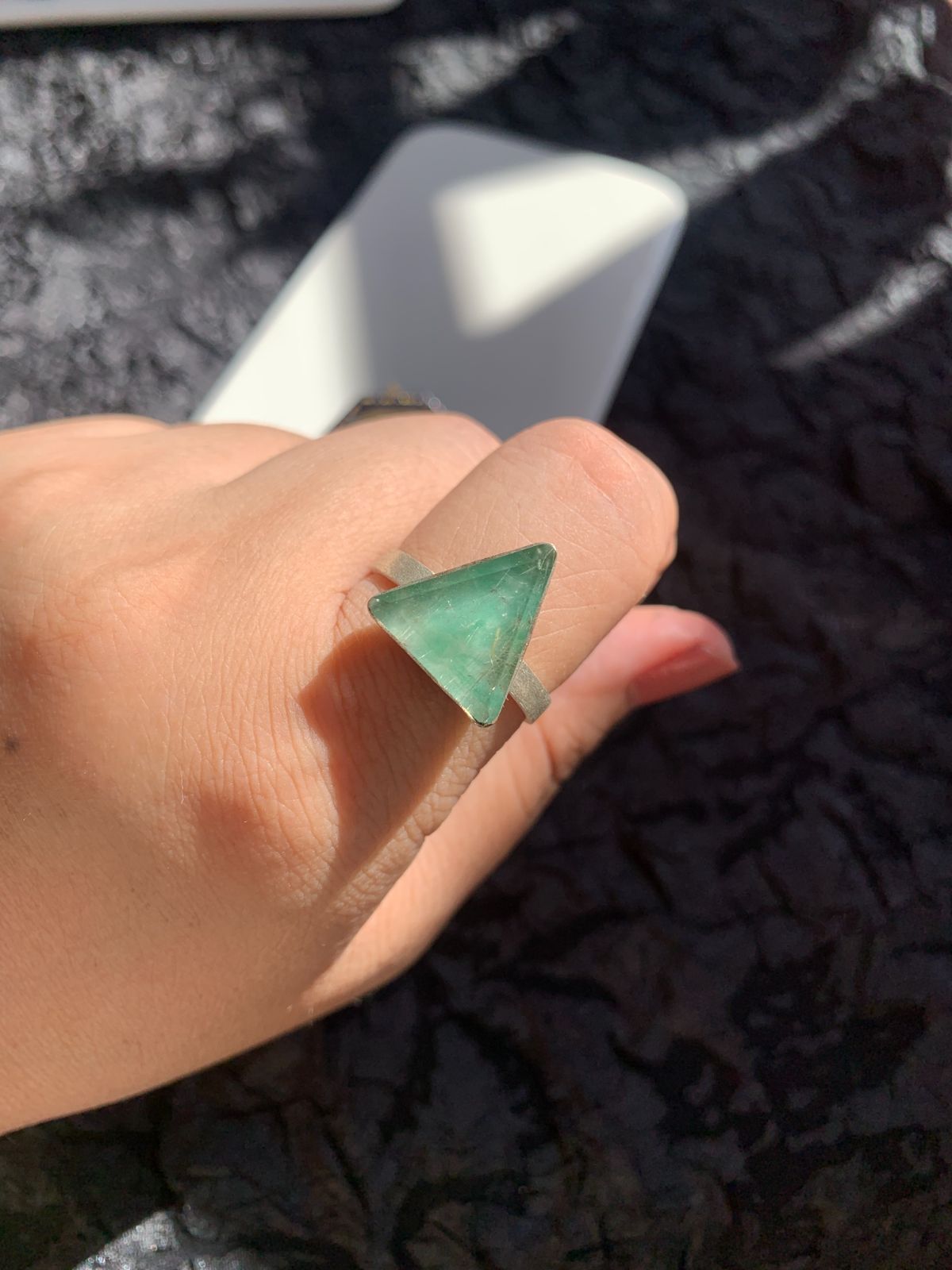 エメラルド×ルチルクォーツ ダブレット ストーン リング SV925シルバー85 エメラルド×ルチルクォーツ ダブレット ストーン リング SV925シルバー