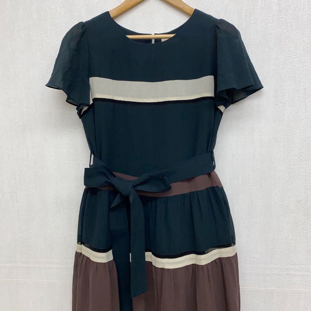 m4899 ローズティアラ コットンシフォン 配色 ワンピース