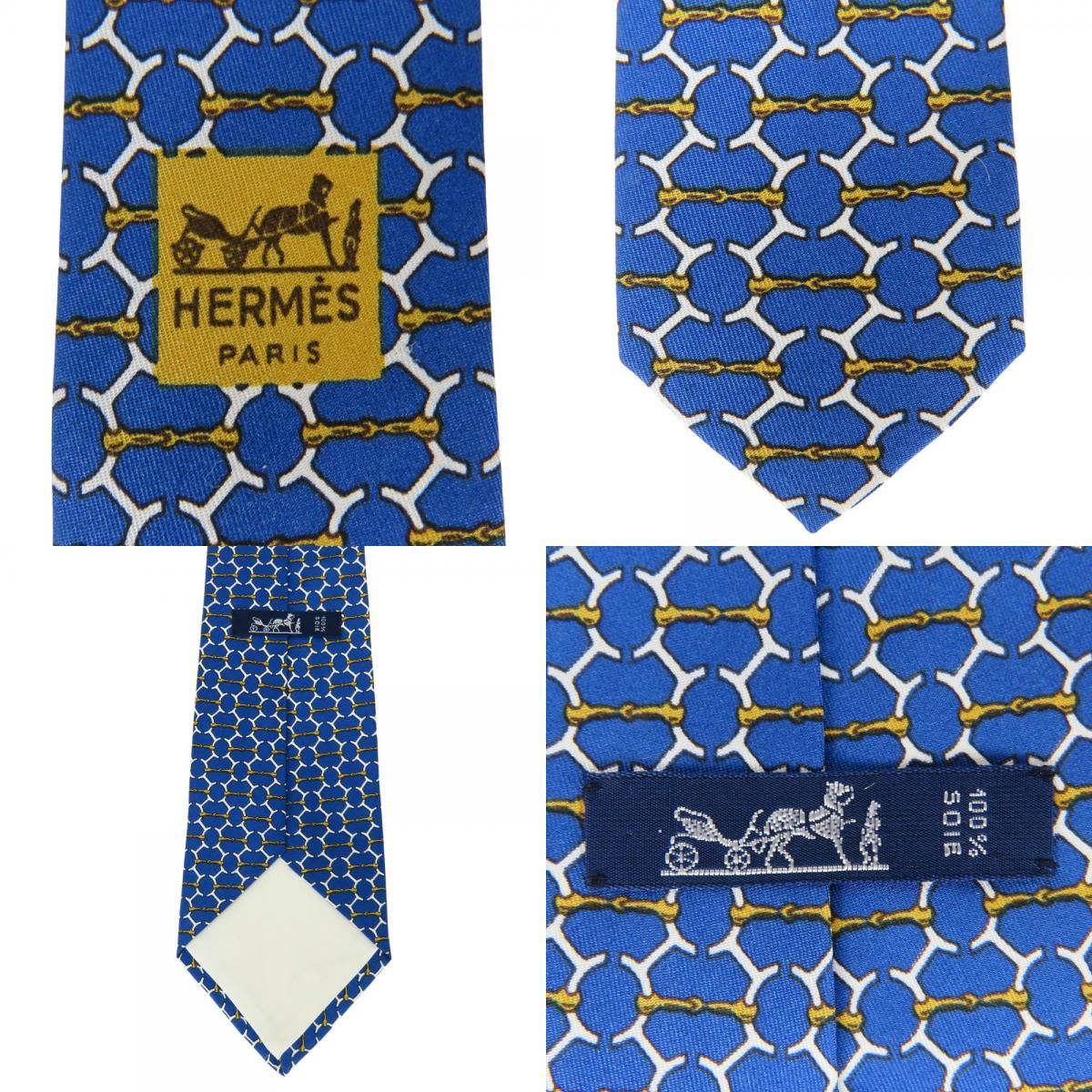 中古】 エルメス ネクタイ トヨタ限定品 シルク ブルー ホワイト
