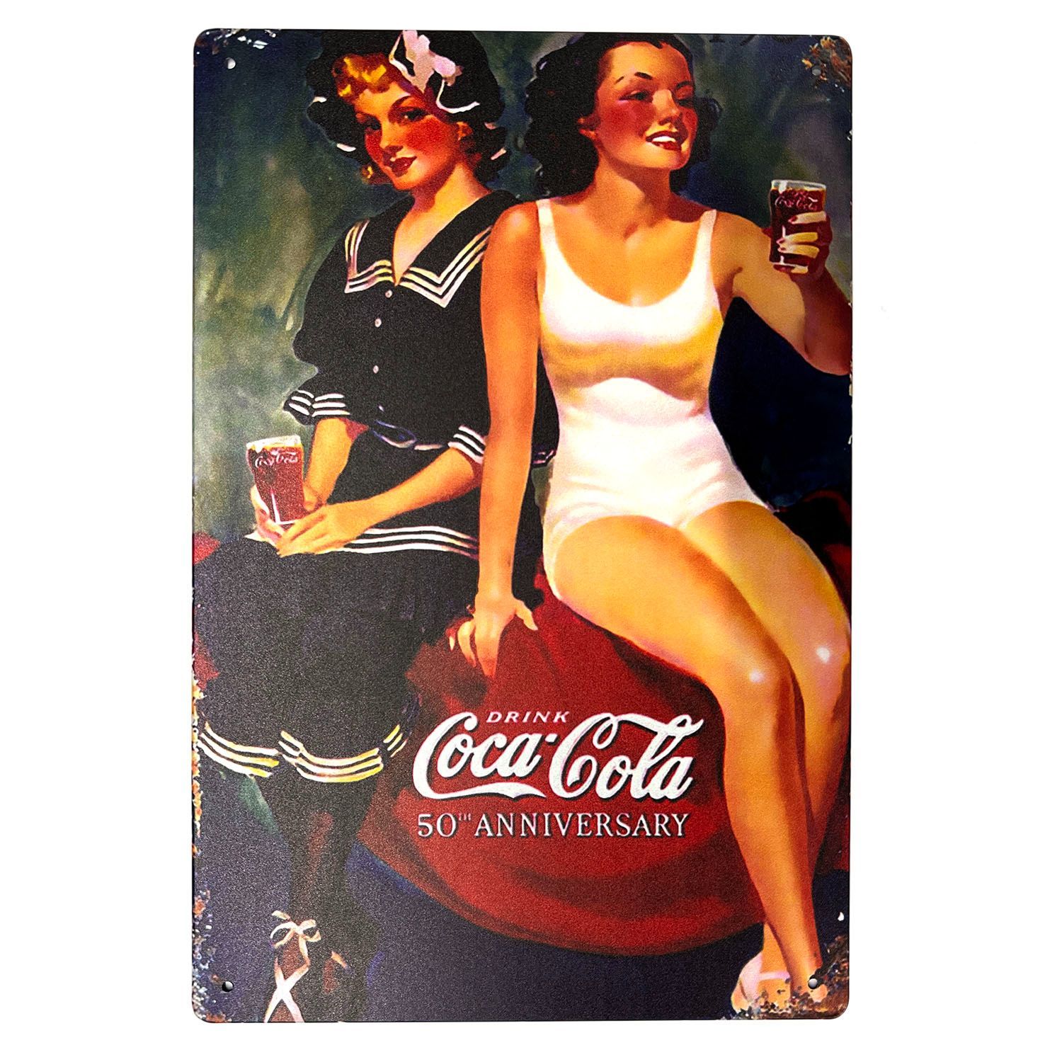 Coca-Cola ブリキ看板 レトロ アメリカン雑貨 当時物 Amazon | レトロなブリキ看板 - コカ・コーラ - ボトル入り