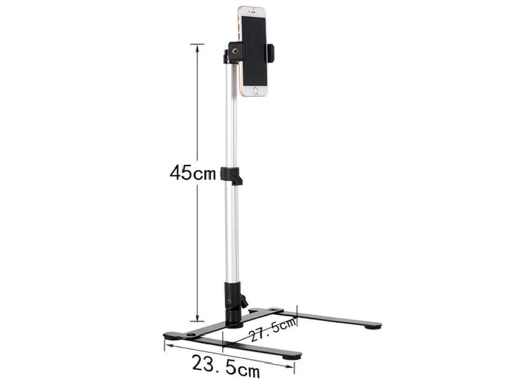 スマホスタンド コ型 三脚 固定 真上撮影 手元 実況 自撮り棒 - スマホ