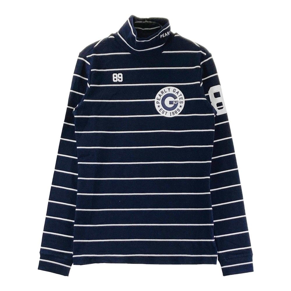 サイズ：0 PEARLY GATES パーリーゲイツ  ハイネック 長袖Tシャツ ボーダー柄 ネイビー系 [240101483189] ゴルフウェア レディース ストスト サイズ：0 PEARLY GATES パーリーゲイツ ハイネック長袖Tシャツ