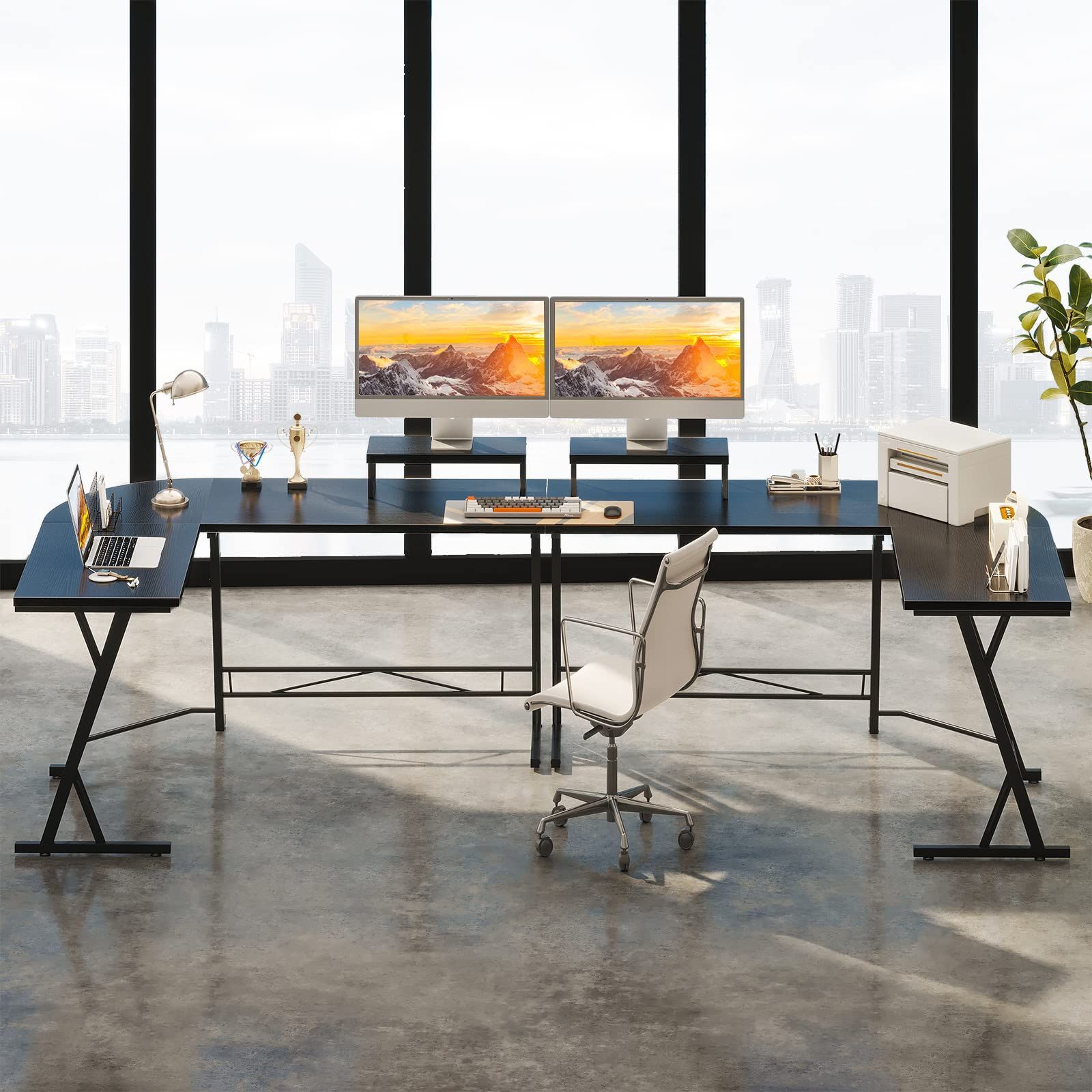 新品・送料無料】パソコンデスク L字型 コーナー 回転式 幅150cm 新品