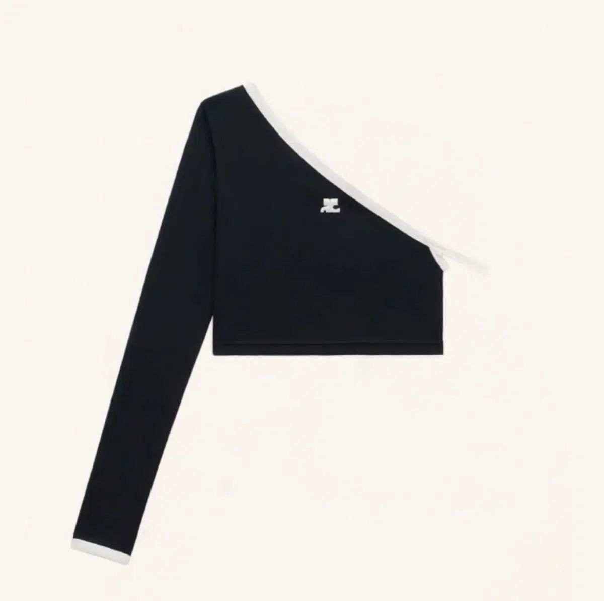 Courreges クレージュ 片方オフショルダー スリーブ トップス 黒