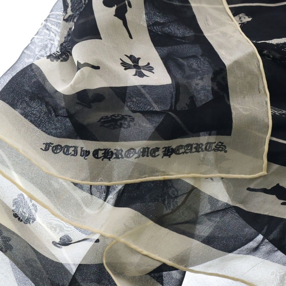 【新品】 Chrome Hearts シルク バンダナ スカーフ ブラック CHROME HEARTSクロムハーツシルクバンダナ black- 夜型大型