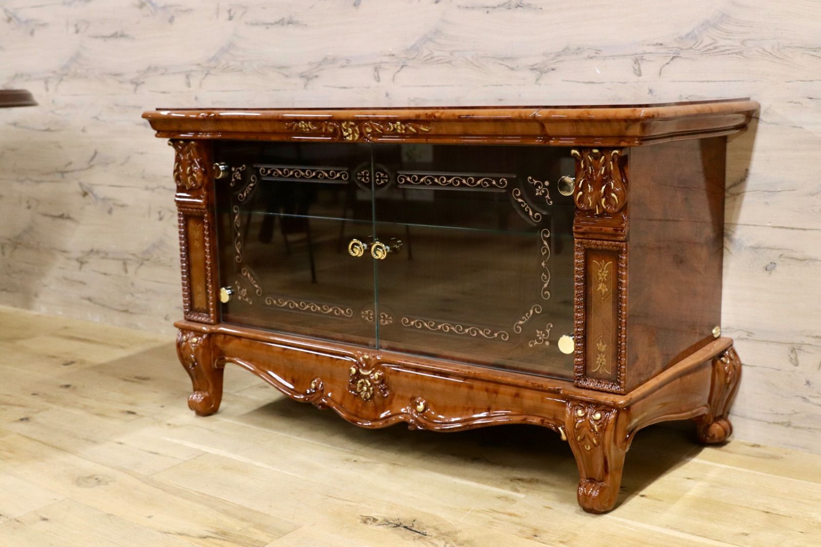 GMIK569○サルタレッリ モビリ社 ヴェルサイユ テレビボード TVボード AVボード クラシック イタリア 輸入家具 エレガント 定価24.6万