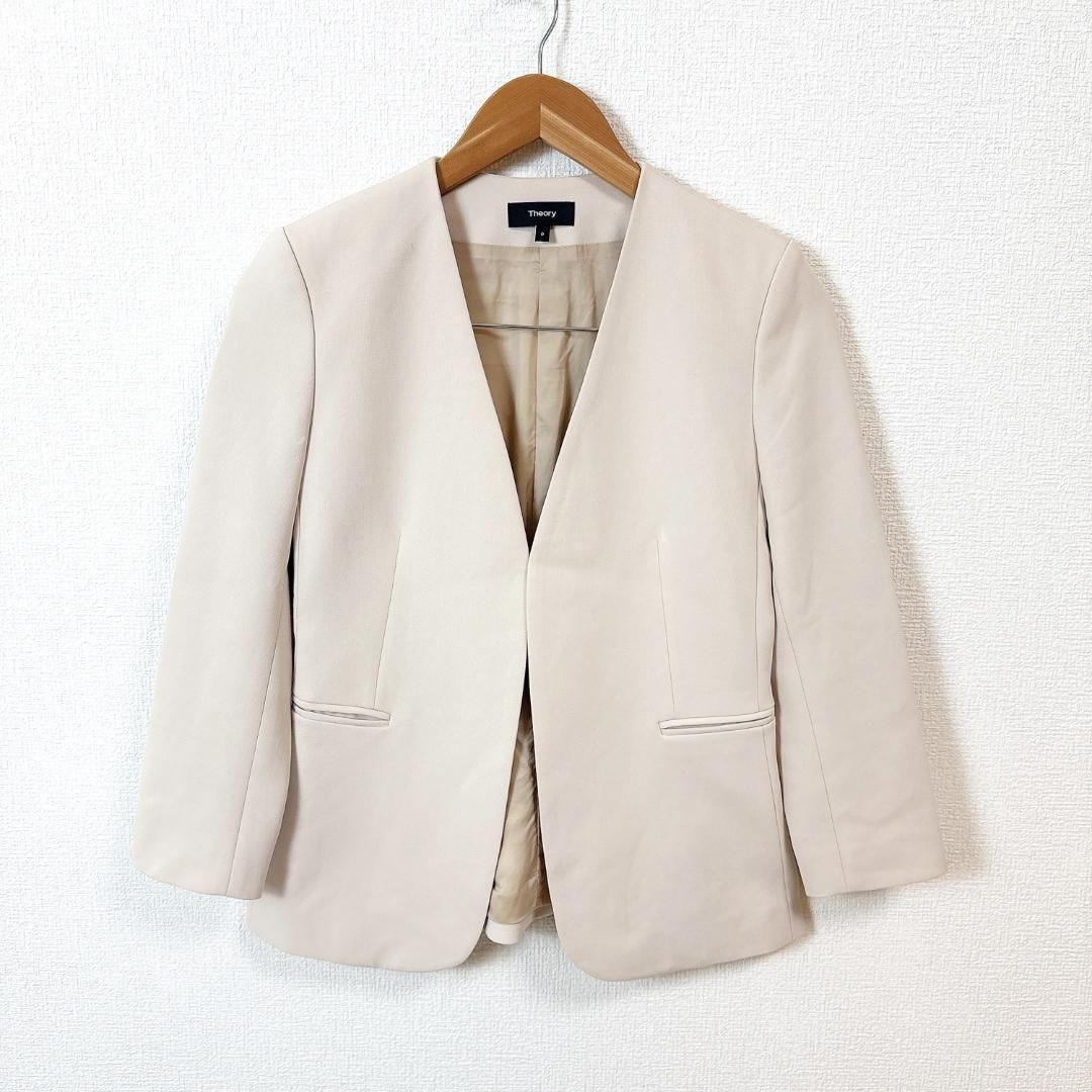 セオリー パンツスーツセットアップ ノーカラー ジャケットO パンツXXO