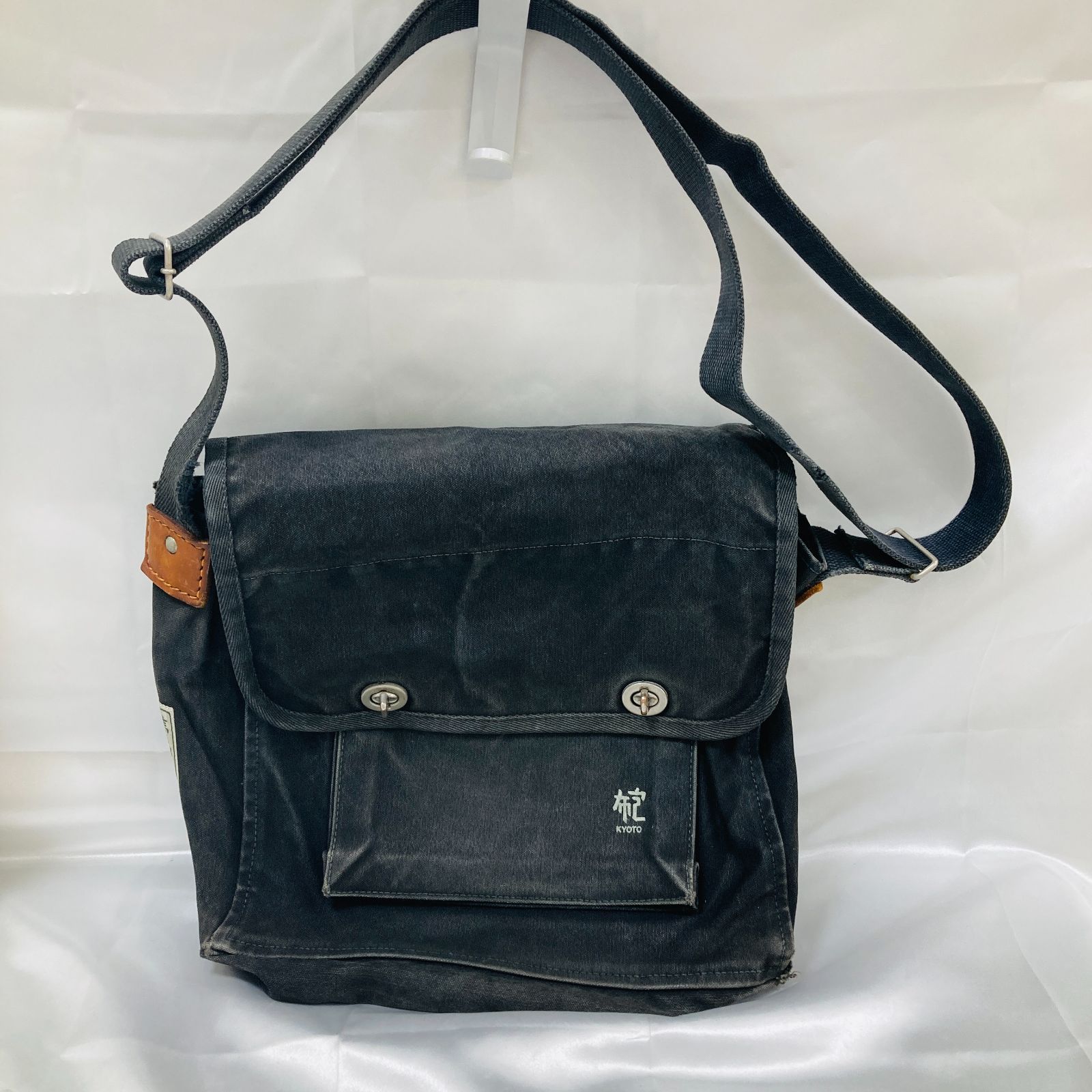 A【ヴィンテージ】一澤信三郎帆布 ショルダーバッグ ブラック フラップ