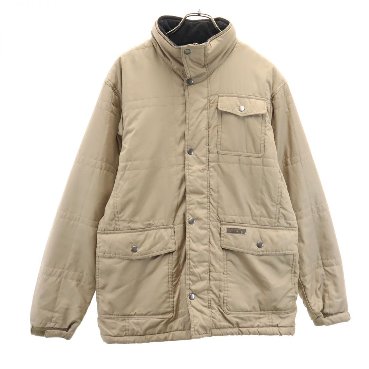 ファーストダウン 90s ロゴワッペン 中綿ジャケット LL ベージュ FIRSTDOWN ワンポイント オールド ヴィンテージ メンズ 古着 【240317】
