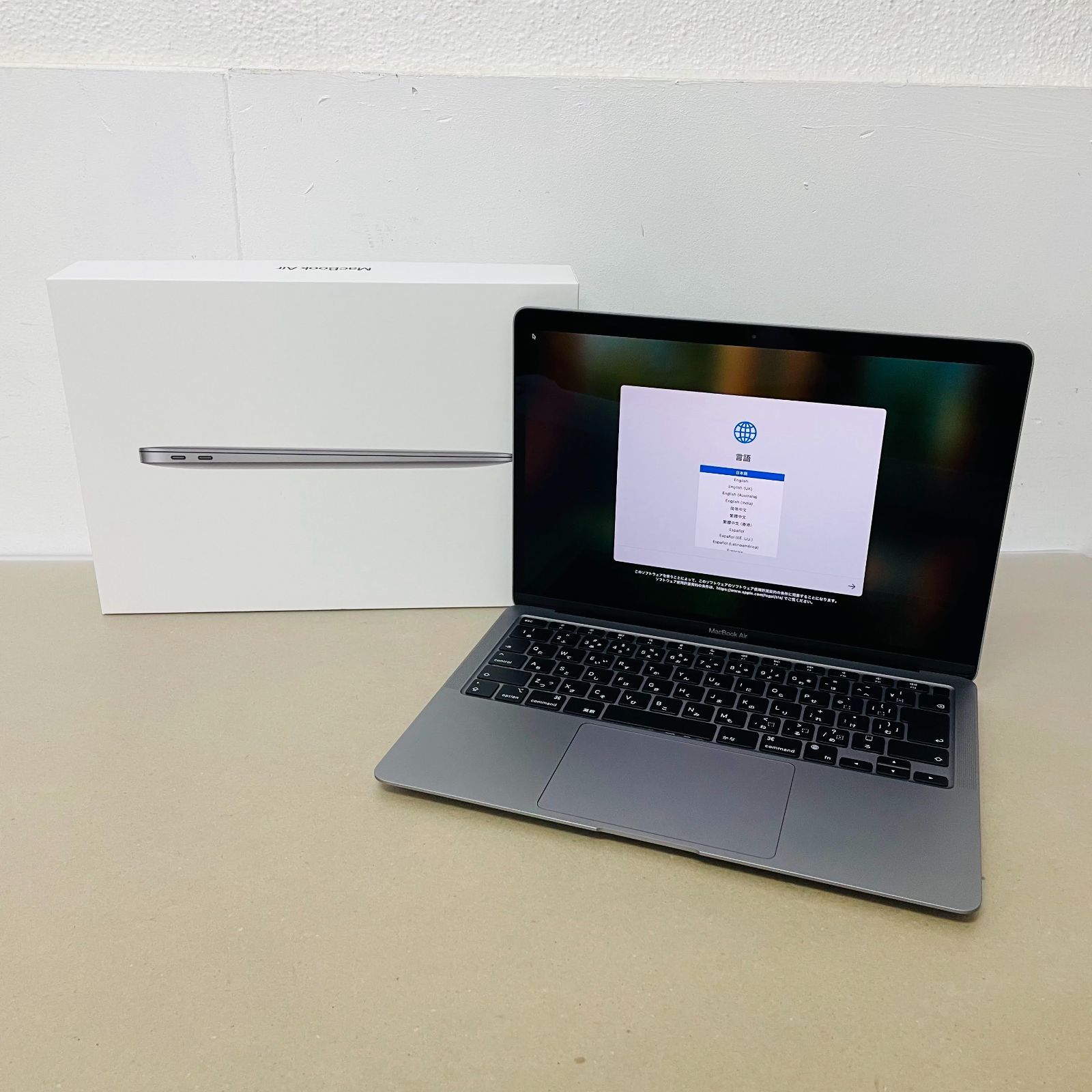 【返金保証】　【爆速発送】初期化済み　バッテリー最大容量100% MacBook Air Retina 13インチ　2020　Apple 　M1　8GB　SSD 256GB 　スペースグレイ MGN63J/A　 元箱ありtC1956t80サイズ発送